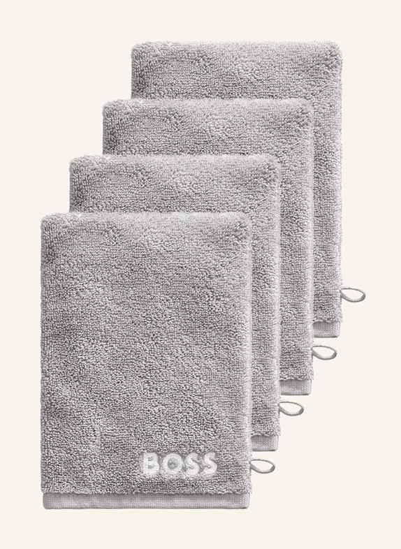 BOSS Waschhandschuh 4er Set PLAIN HELLGRAU