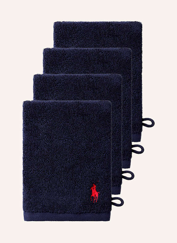RALPH LAUREN HOME Waschhandschuh 4er Set POLOPLAYER DUNKELBLAU
