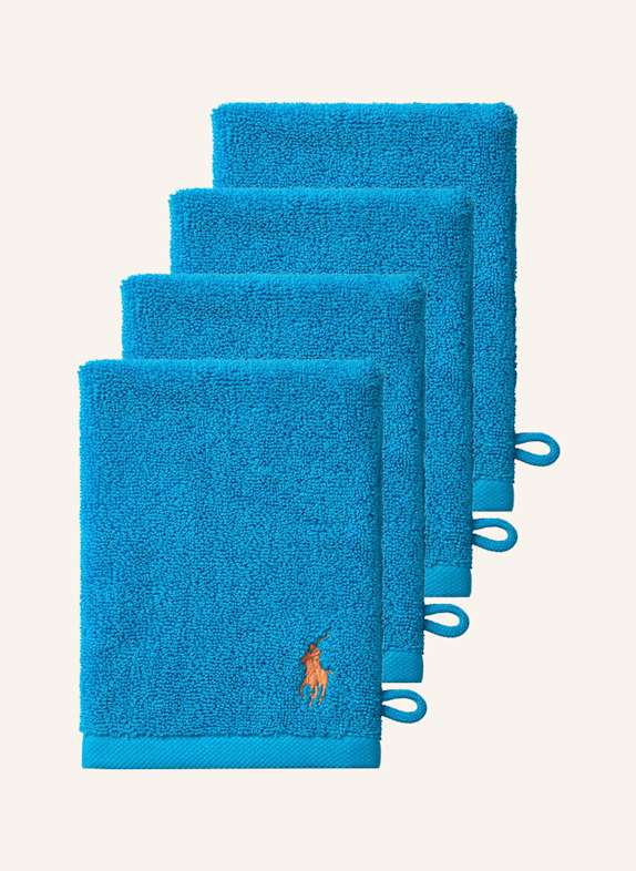 RALPH LAUREN HOME Waschhandschuh 4er Set POLOPLAYER HELLBLAU