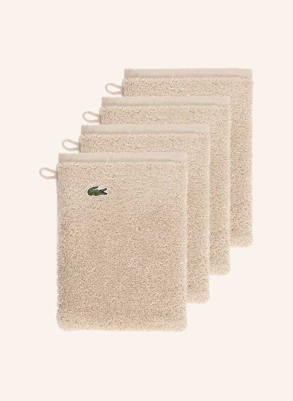 LACOSTE Waschhandschuh 4er Set LLECROCO BRAUN