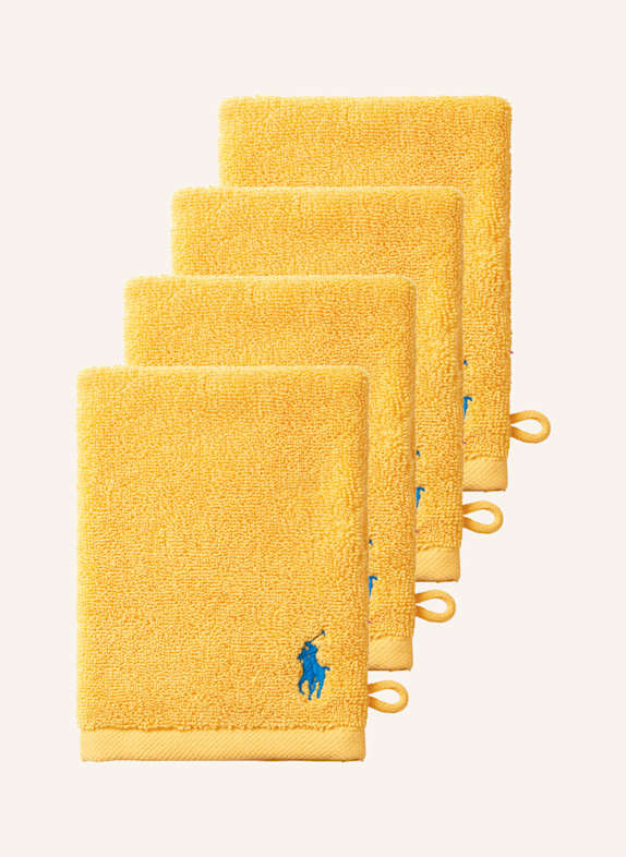 RALPH LAUREN HOME Waschhandschuh 4er Set POLOPLAYER GELB