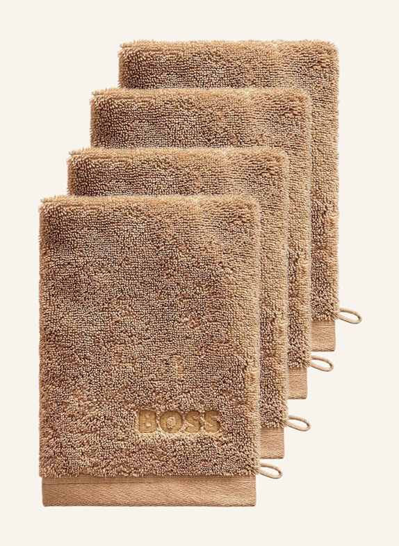 BOSS Waschhandschuh 4er Set LOFT CAMEL