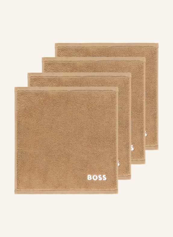 BOSS Waschlappen 4er Set PLAIN HELLBRAUN