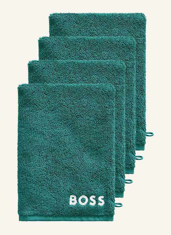 BOSS Waschhandschuh 4er Set PLAIN DUNKELGRÜN