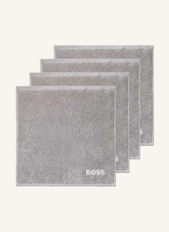 BOSS Waschlappen 4er Set PLAIN HELLGRAU
