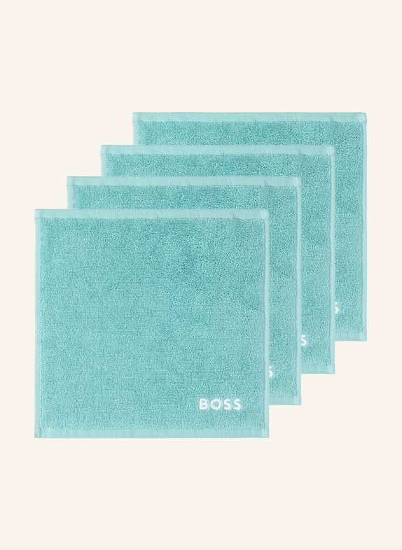 BOSS Waschlappen 4er Set PLAIN TÜRKIS