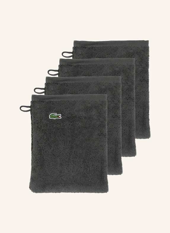 LACOSTE Waschhandschuh 4er Set LLECROCO DUNKELGRAU