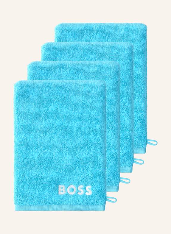 BOSS Waschhandschuh 4er Set PLAIN HELLBLAU
