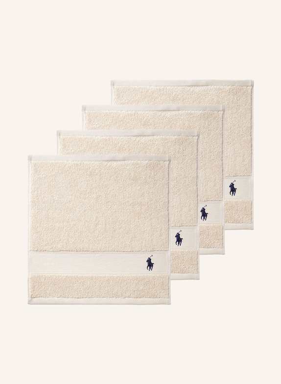 RALPH LAUREN HOME Waschhandschuh 4er Set POLOPLAYER BEIGE/ CREME