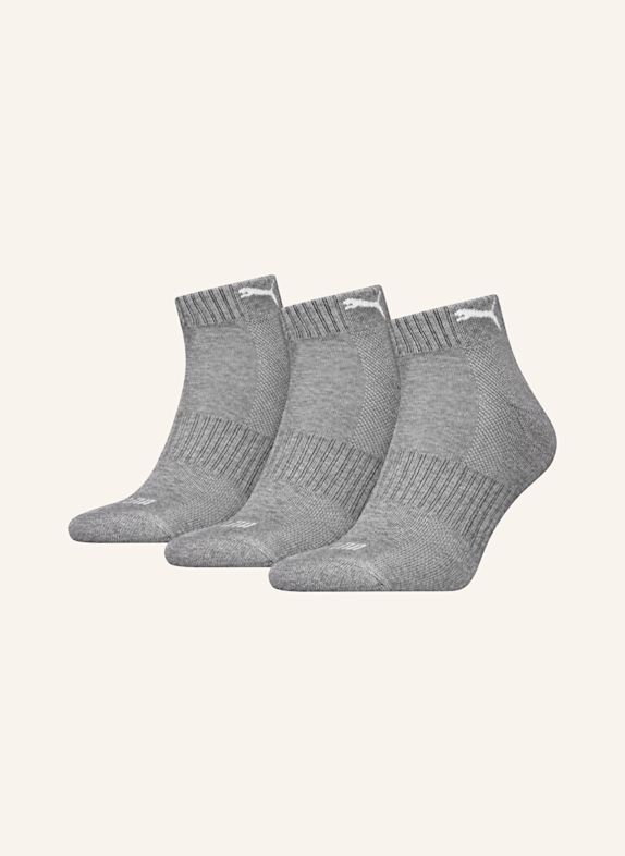 PUMA Socken QUARTER CUSHIONED 3-PACK GRAU