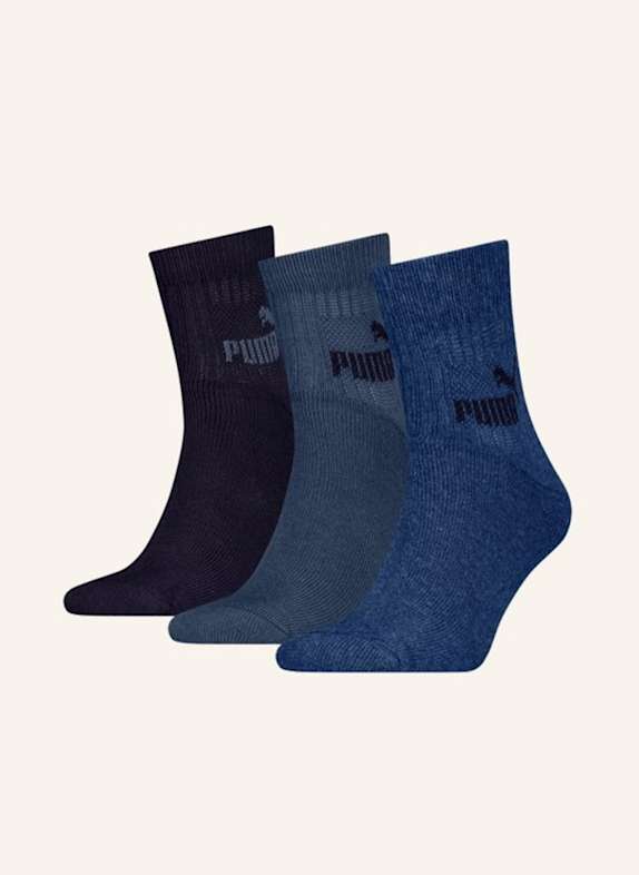 PUMA 3er-Pack Sportsocken ELEMENTS SHORT CREW BLAU