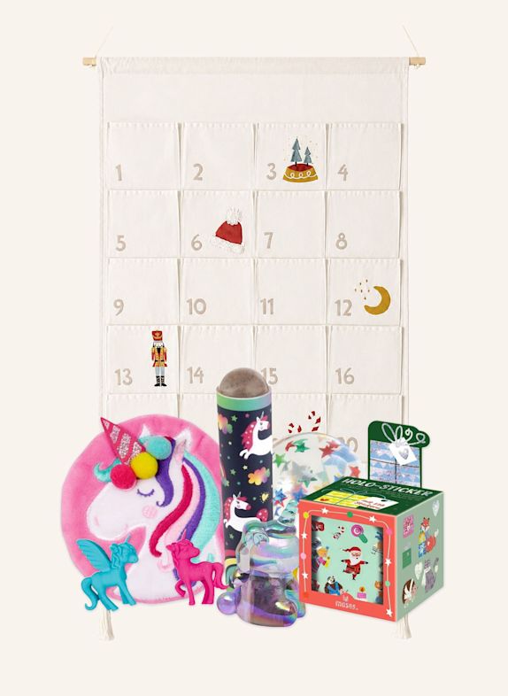Korbmayer Adventskalender und Füllung für Prinzessinnen- und Einhornfans, 4–6 Jahre ROT