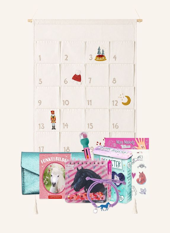 Korbmayer Adventskalender und Füllung für Pferdefans, 5–7 Jahre ROT