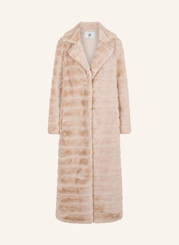 AMERICANDREAMS Faux Fur Coat Long Bailey CREME