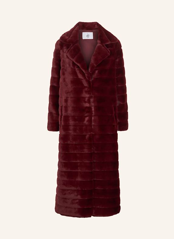 AMERICANDREAMS Faux Fur Coat Long Bailey ROT