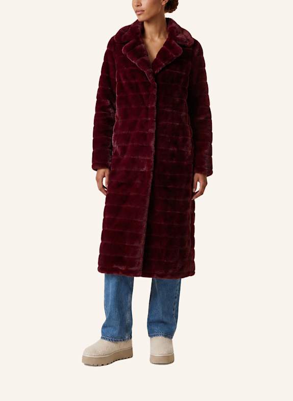 AMERICANDREAMS Faux Fur Coat Long Bailey ROT