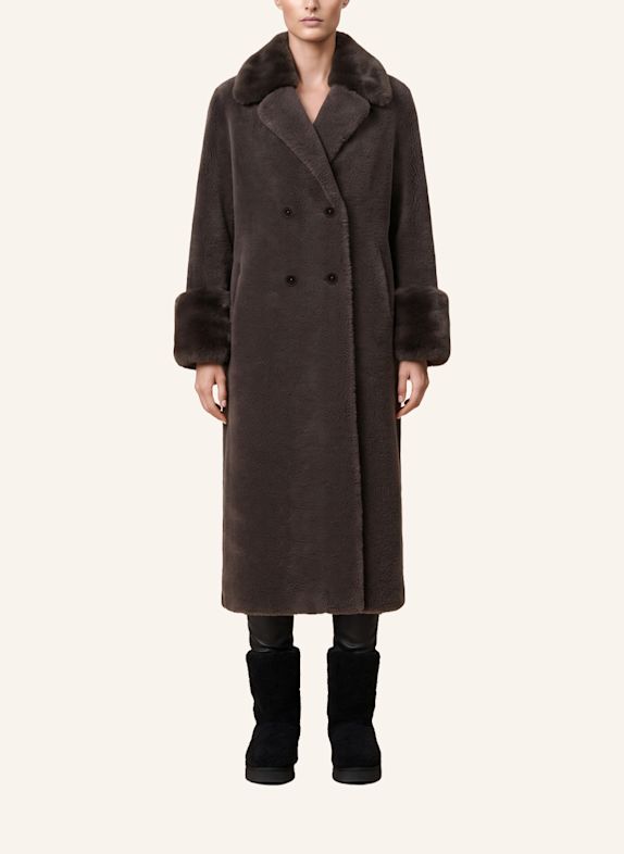 AMERICANDREAMS Wool Coat Long Fiona DUNKELBRAUN