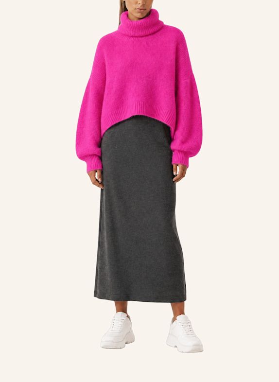 AMERICANDREAMS Rollneck Cropped Alpaca Pullover Andrea NEONPINK