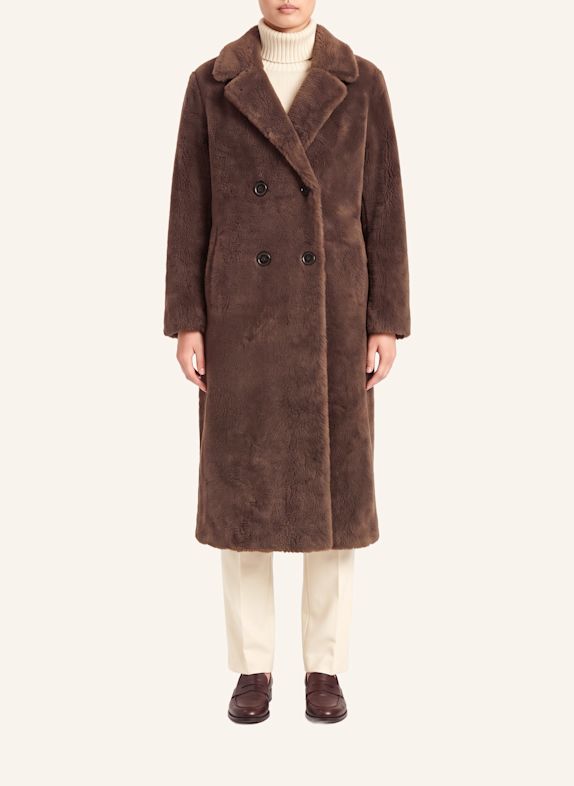 AMERICANDREAMS Long Coat Without Fur Fiona DUNKELBRAUN