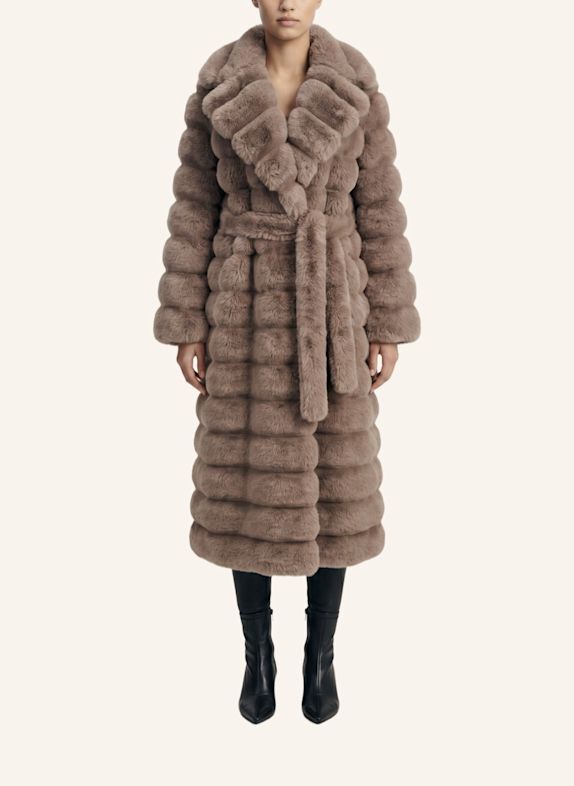 AMERICANDREAMS Faux Fur Coat Long Leelai TAUPE
