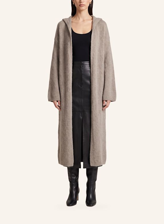 AMERICANDREAMS Long Alpaca Cardigan With Hood June TAUPE