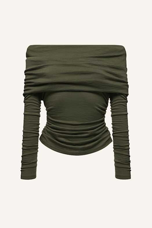 PINXIT Pullover Off-the-shoulder-Pullover KHAKI/ OLIV