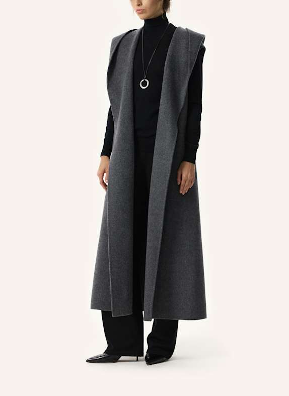 PINXIT Mantel Ärmelloser Wollmantel ECRU