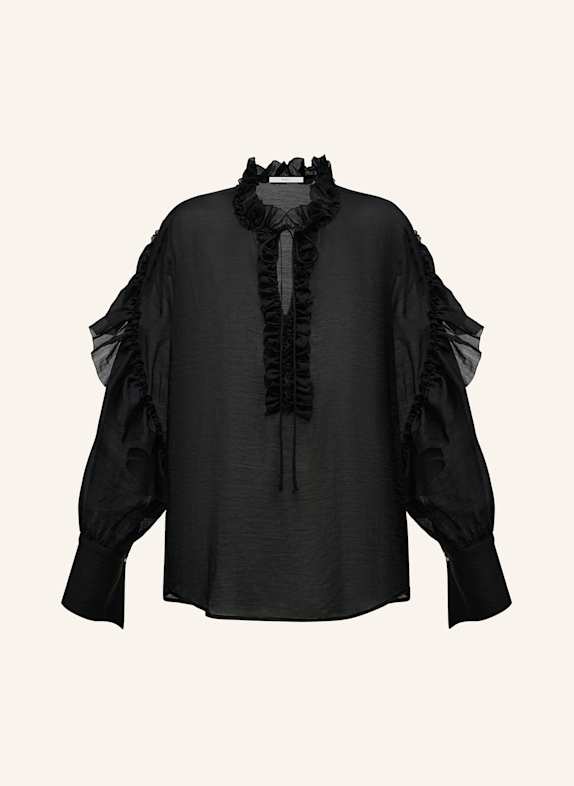 PINXIT bluse Rüschenbluse SCHWARZ