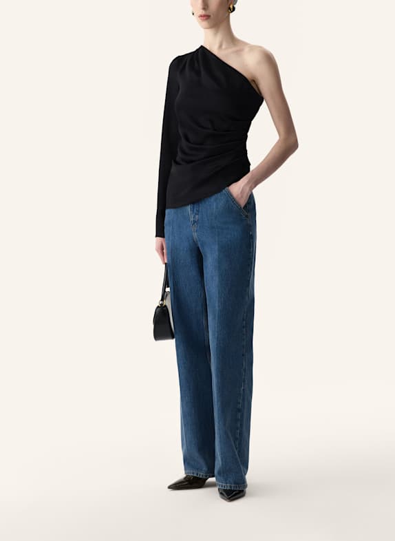 PINXIT One-Shoulder Viskosebluse SCHWARZ
