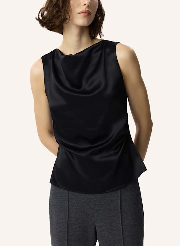 PINXIT Viskose Satin-Top SCHWARZ