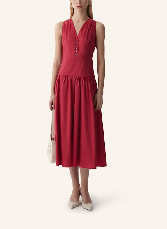 PINXIT Maxikleid aus Baumwolle mit V-Ausschnitt ROT