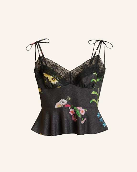 CYNTHIA ROWLEY Metallic-Spitzen-Cami-Top SCHWARZ