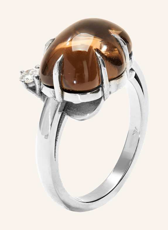 VIERI Ring WOLKE RAUCHQUARZ BRILLANT WEISSGOLD