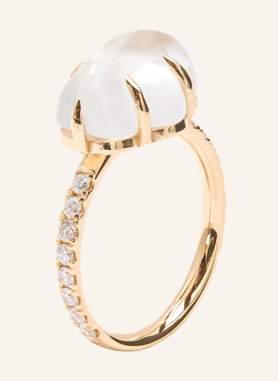 VIERI Ring WOLKE MILCHQUARZ BRILLANT PAVÉ GOLD