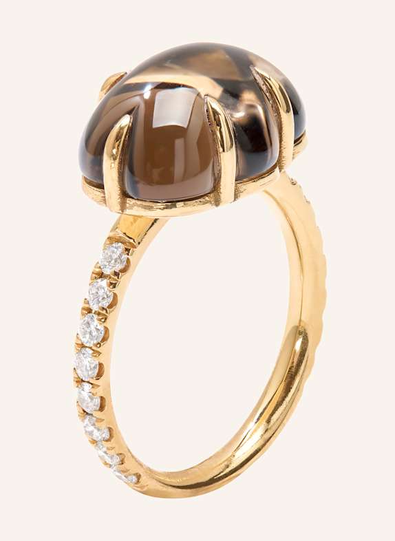 VIERI Ring WOLKE RAUCHQUARZ BRILLANT PAVÉ GOLD