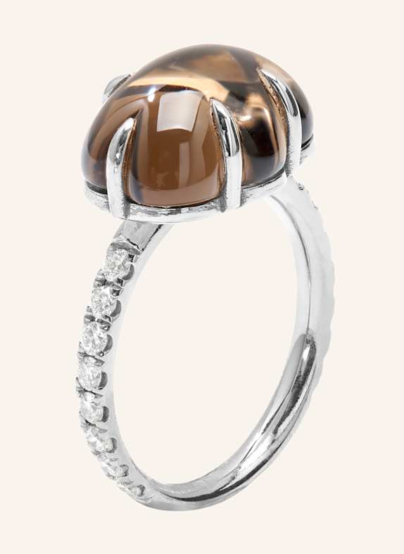 VIERI Ring WOLKE RAUCHQUARZ BRILLANT PAVÉ WEISSGOLD