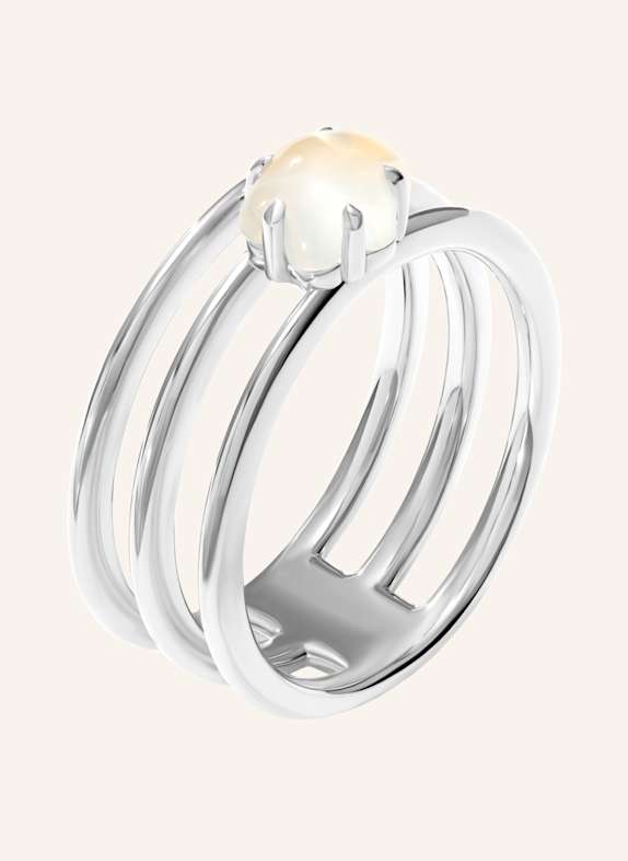VIERI Ring WOLKE MILCHQUARZ DREIREIHIG WEISSGOLD