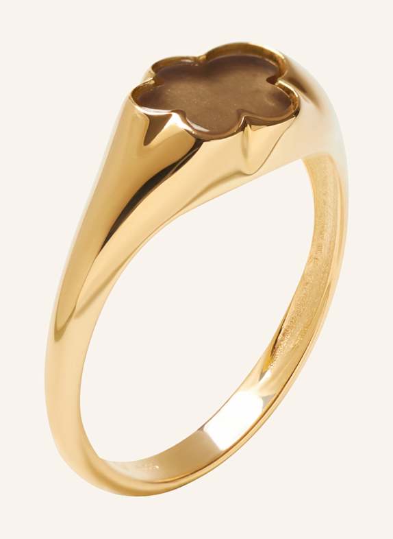 VIERI Ring WOLKE FLACH RAUCHQUARZ GOLD