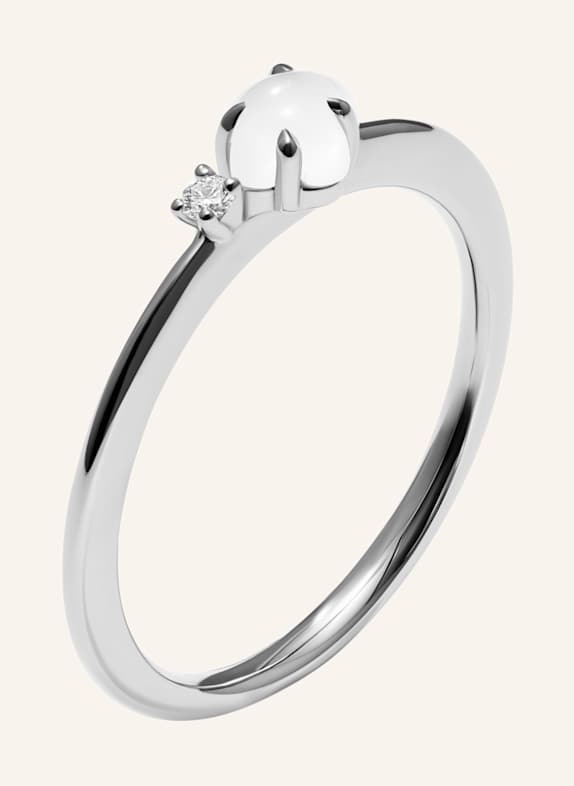 VIERI Ring WOLKE MILCHQUARZ BRILLANT KLEIN WEISSGOLD