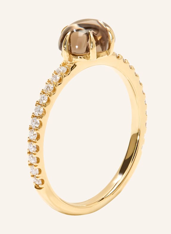 VIERI Ring WOLKE RAUCHQUARZ BRILLANT PAVÉ MITTELGROß GOLD