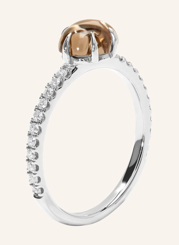 VIERI Ring WOLKE RAUCHQUARZ BRILLANT PAVÉ MITTELGROß WEISSGOLD