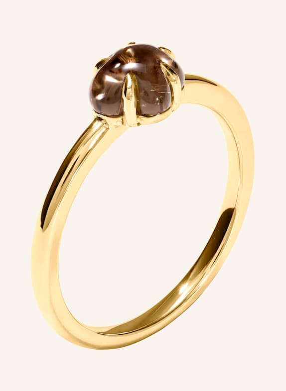 VIERI Ring WOLKE RAUCHQUARZ MITTELGROß GOLD