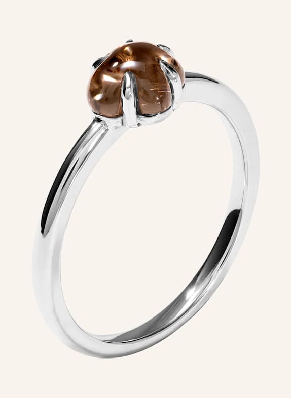 VIERI Ring WOLKE RAUCHQUARZ MITTELGROß WEISSGOLD