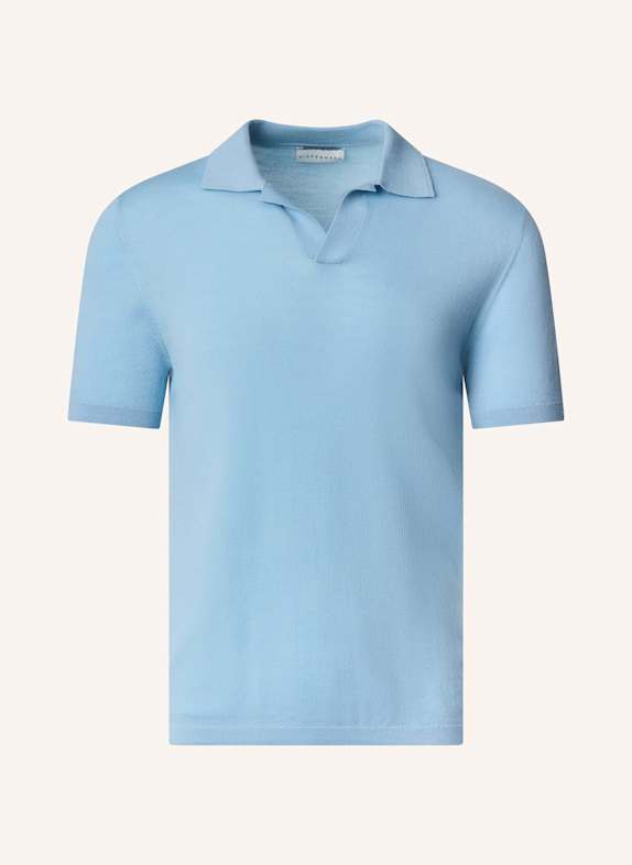 KIEFERMANN Strick-Poloshirt LURAS aus Merino HELLBLAU