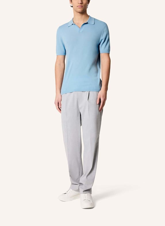KIEFERMANN Strick-Poloshirt LURAS aus Merino HELLBLAU