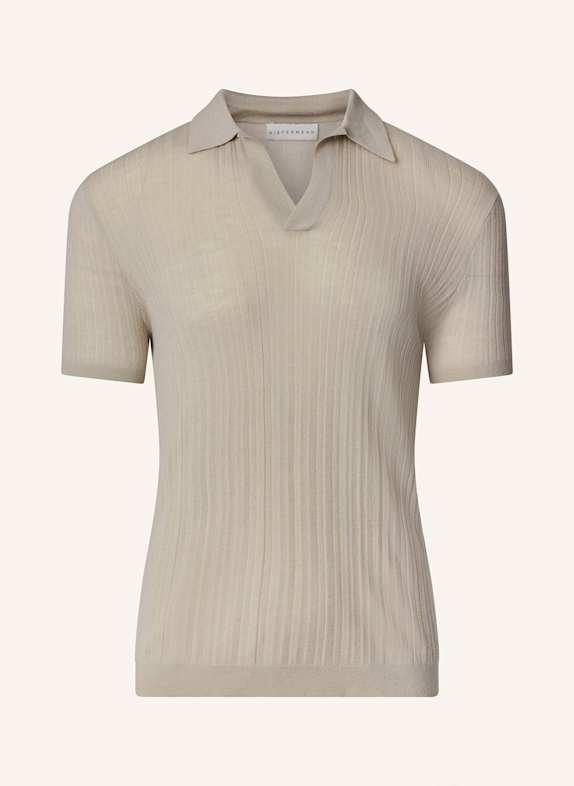 KIEFERMANN Strick-Poloshirt BORTISO aus Merino BEIGE
