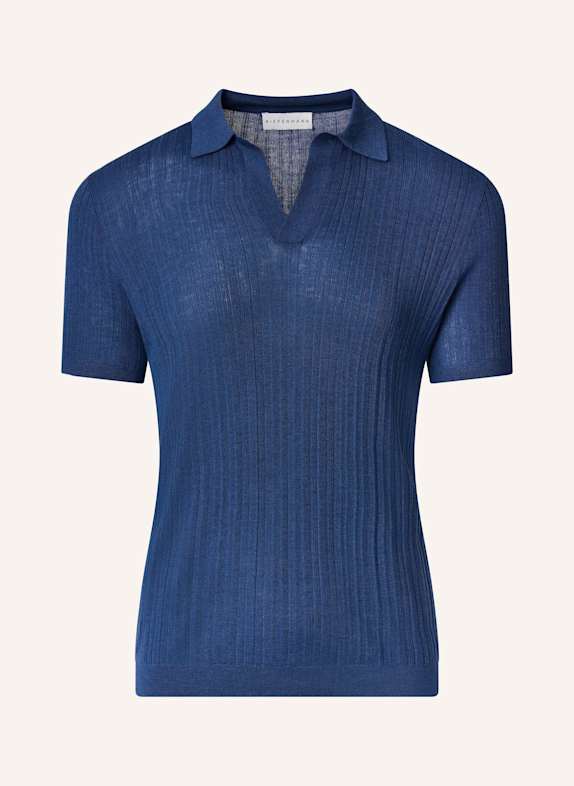KIEFERMANN Strick-Poloshirt BORTISO aus Merino BLAU