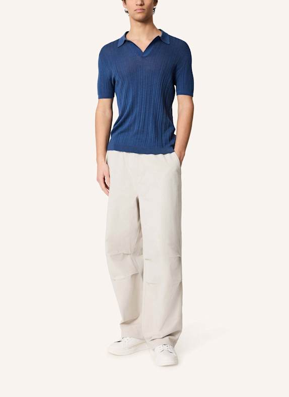 KIEFERMANN Strick-Poloshirt BORTISO aus Merino BLAU