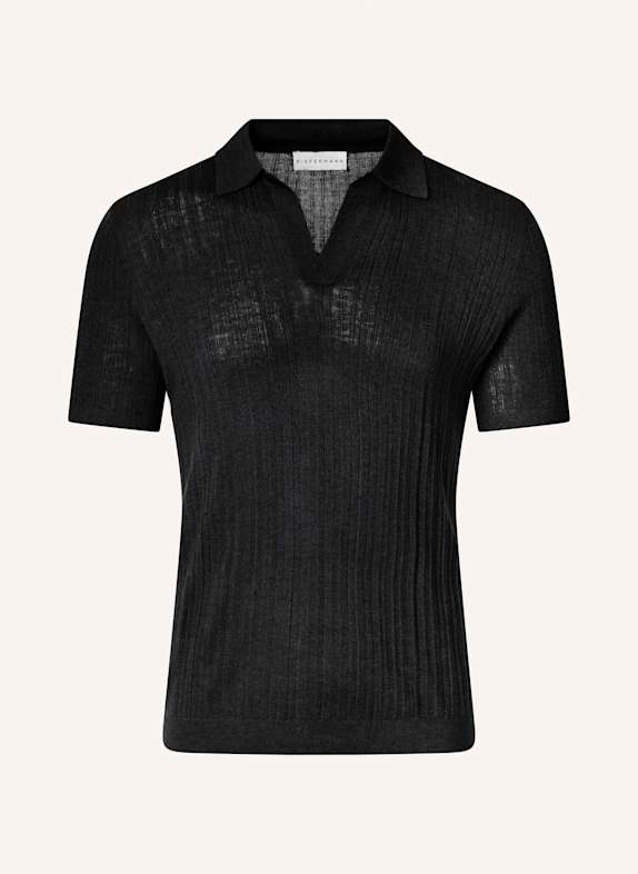 KIEFERMANN Strick-Poloshirt BORTISO aus Merino SCHWARZ