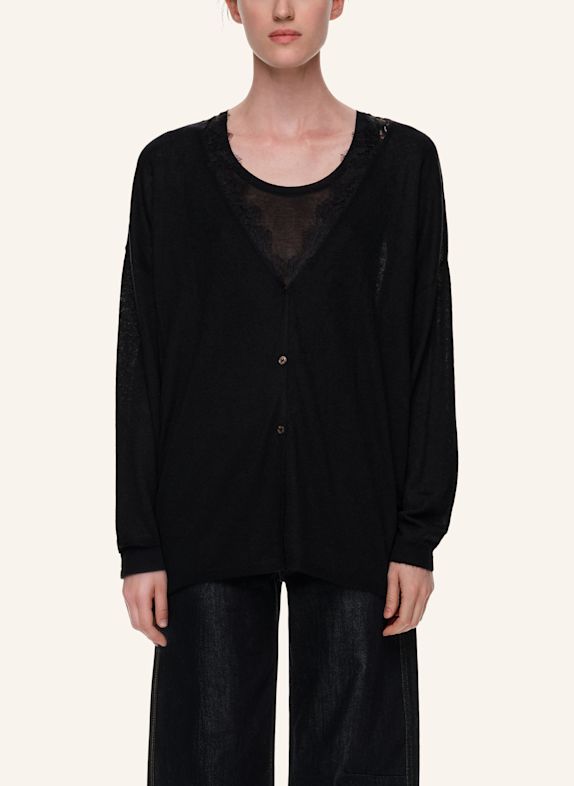 BIMBA Y LOLA Spitzenstrickcardigan SCHWARZ